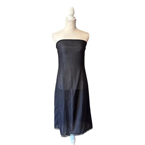 Vintage Y2K Dolce & Gabana Strapless Slip Dress Lace Trim Black 42 Med - Picture 1 of 11